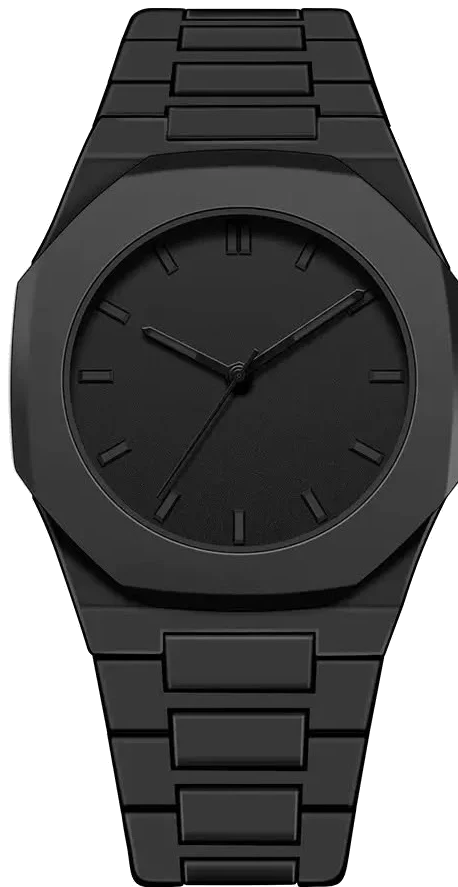 Montre octogonale Noir Mat